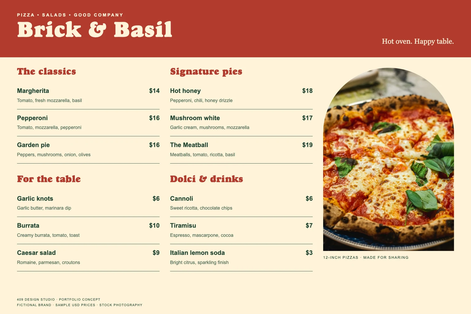 Brick and Basil digital menu concept