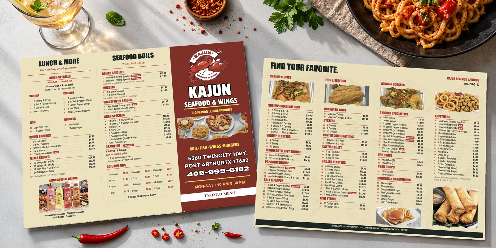 Kajun Seafood menu